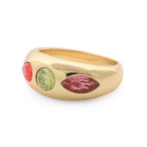 Gorjana Band Ring Nova Gold Plated Crystal Citrus Mix Ring Sz.8